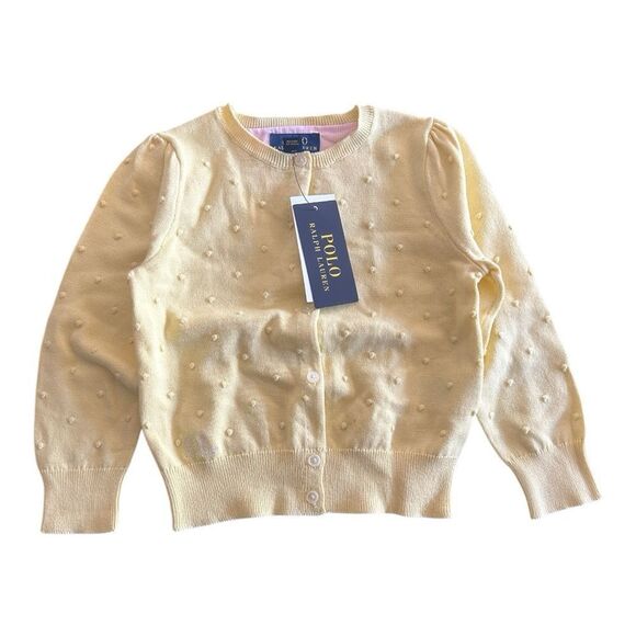 NWT Polo Ralph Lauren Girls Jacket Yellow 6X Knit-Cotton Cardigan - Picture 1 of 5